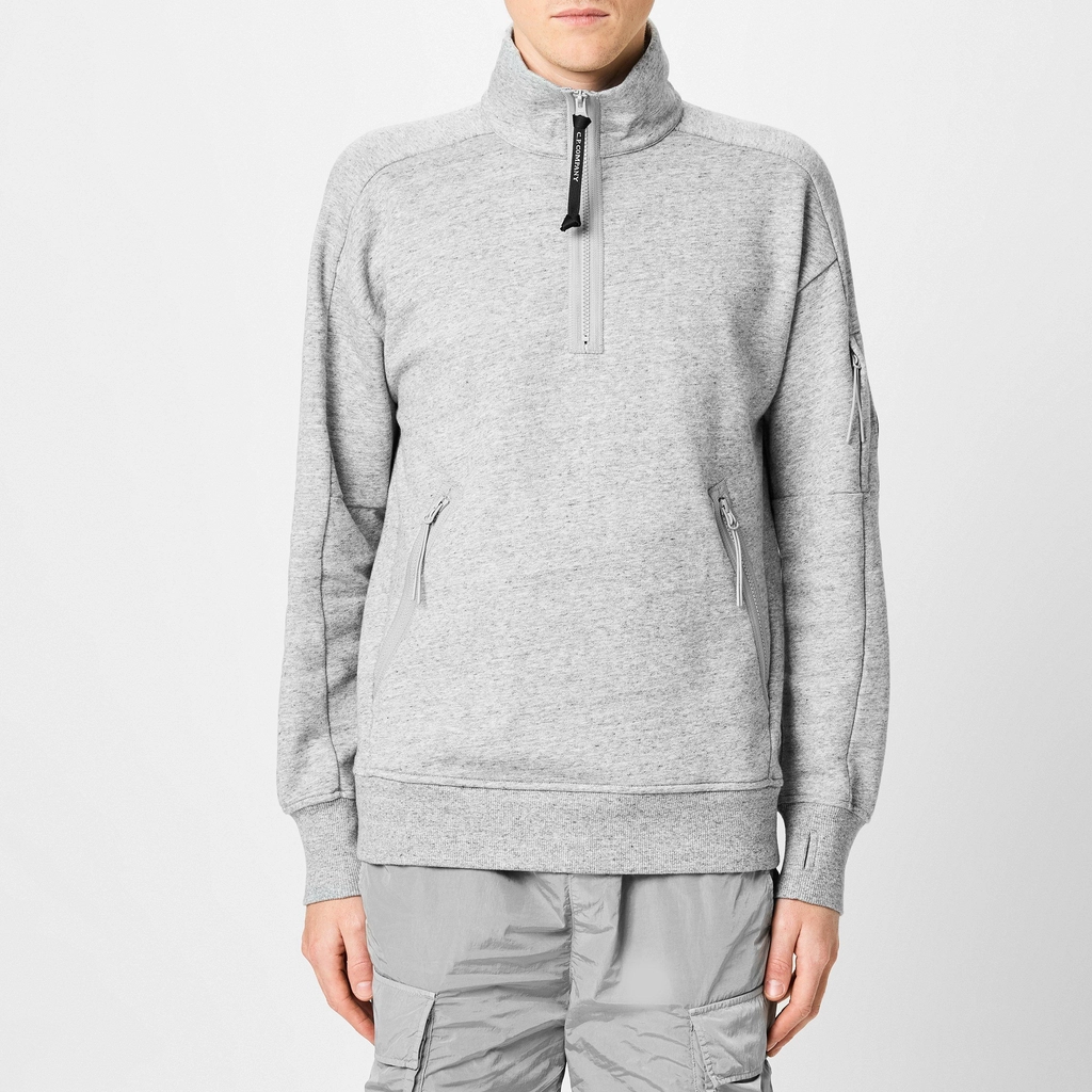 CP Company Lens Arm Quarter Zip Sweatshirt - Grey M94